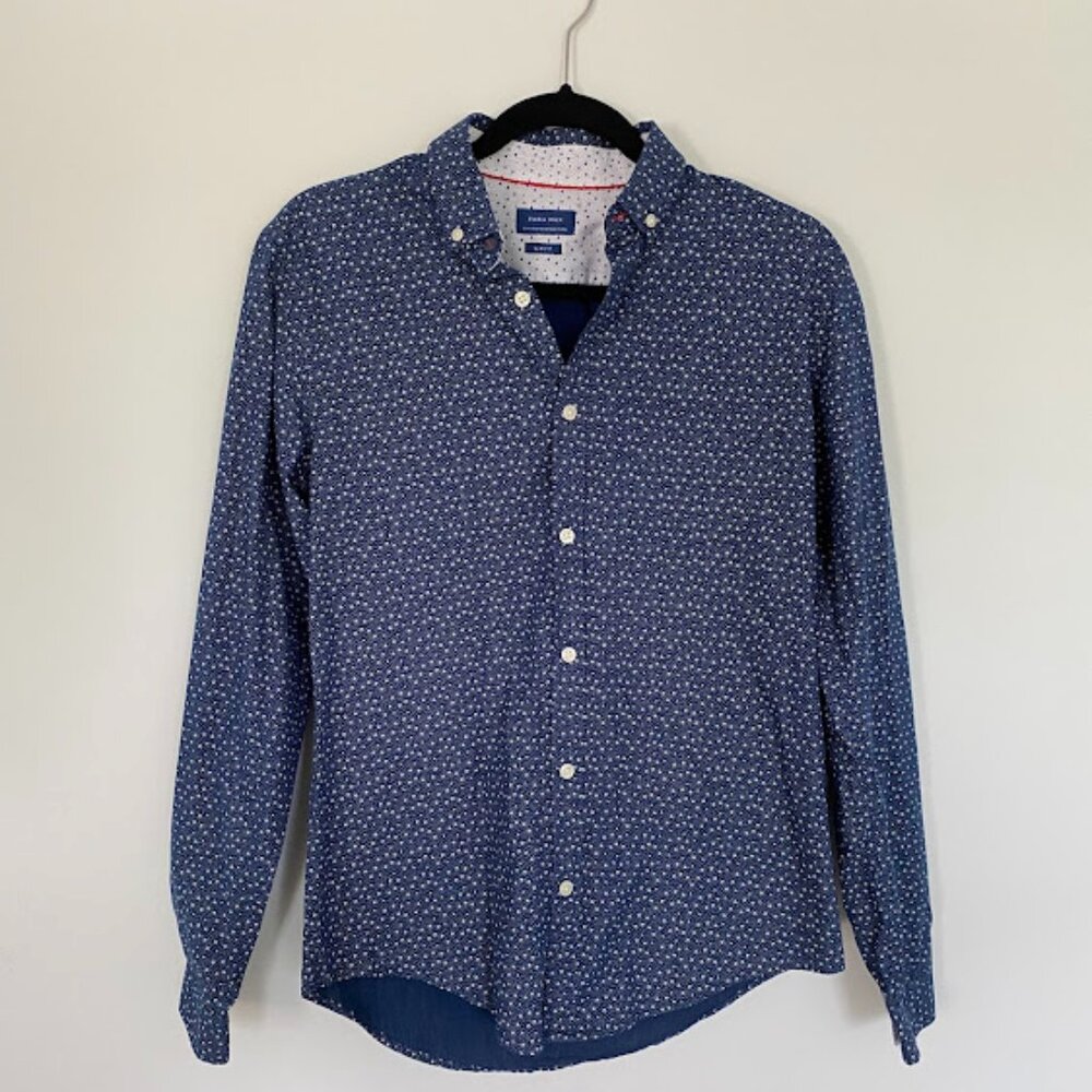 Men's Zara Blue Pattern Button-Down Shirt